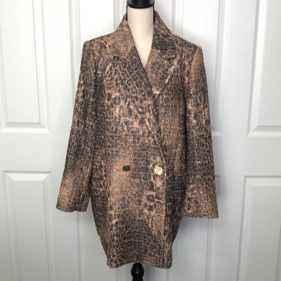 Badgley Mischka Leopard Tweed Jacket - Picture 5 of 11